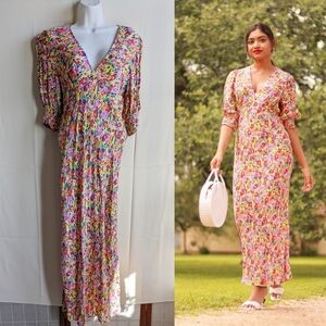 Rixo × Target Floral Multicolor Puff Sleeve Midi Dress
